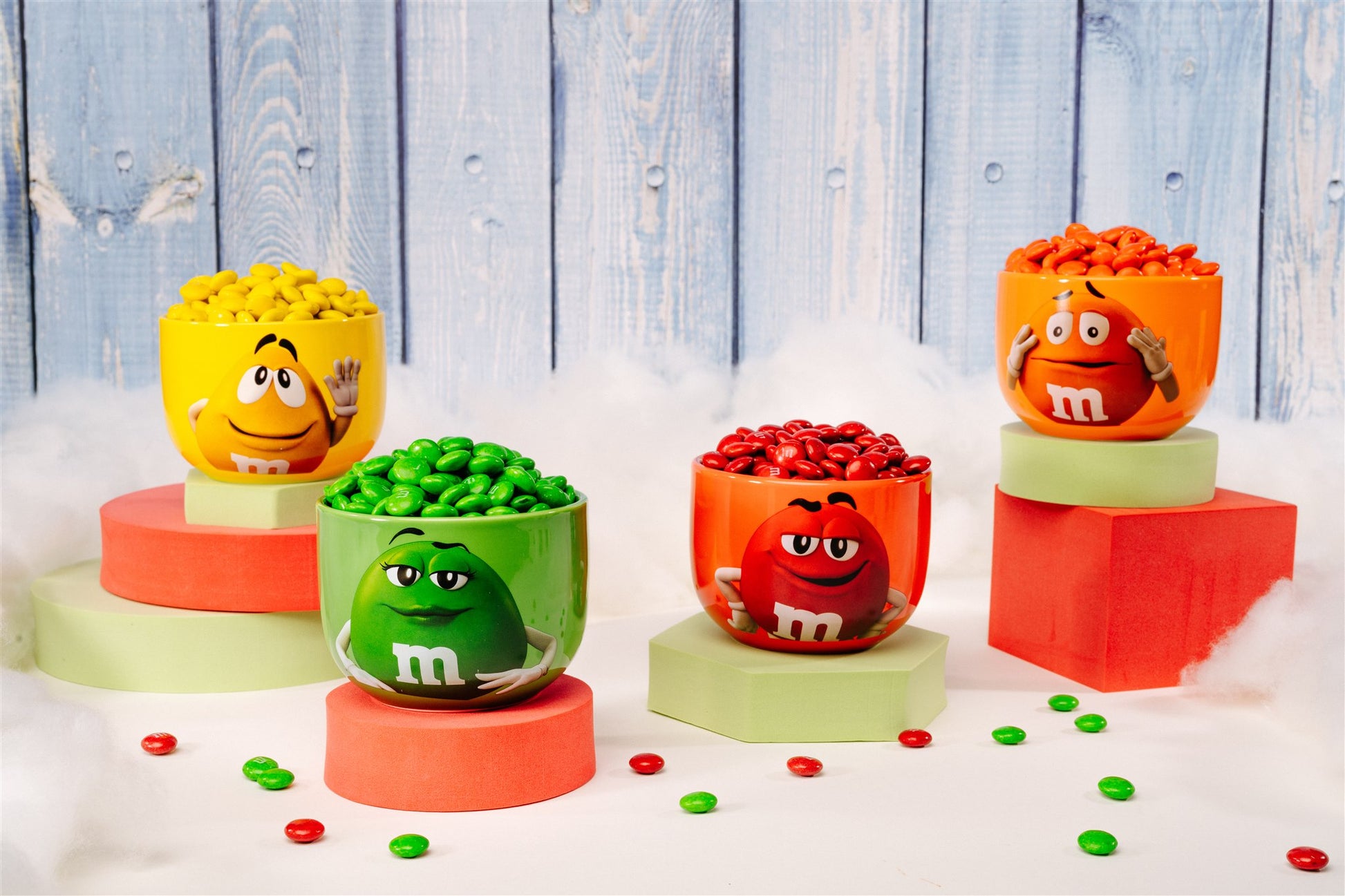 Frankford M&M's Holiday Ice Cream Bowl Gift Set 4 Pack, 2.15oz 