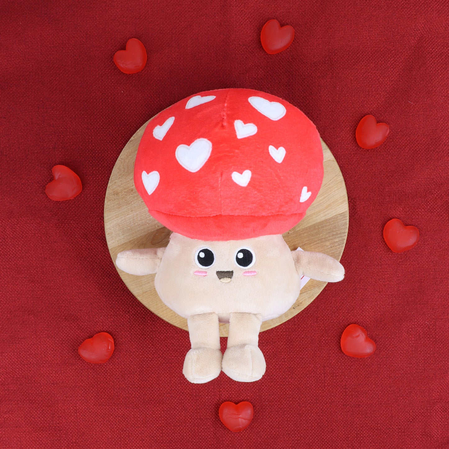 Mushroom Plush with Heart Box and Gummy Candy