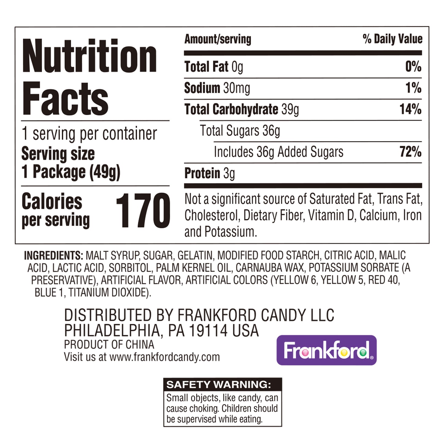 Nutrition facts and ingredients for Krabby Patties mini gummy burger candy