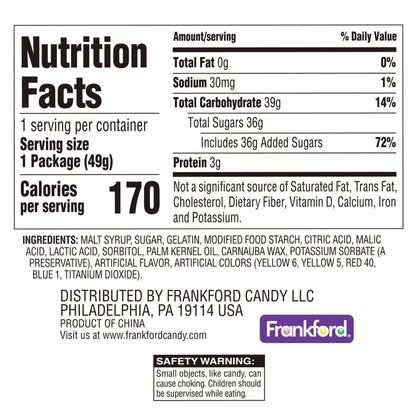 Nutrition facts and ingredients for Krabby Patties mini gummy burger candy