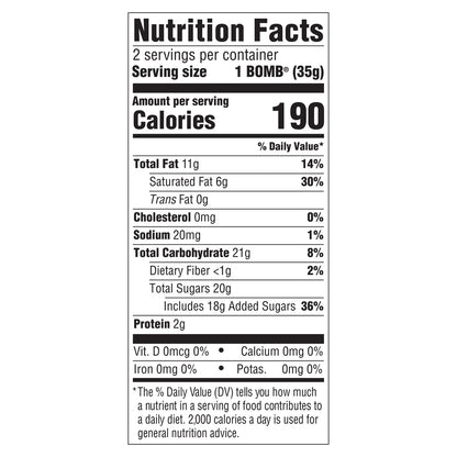 Nutrition facts for hot chocolate bombs