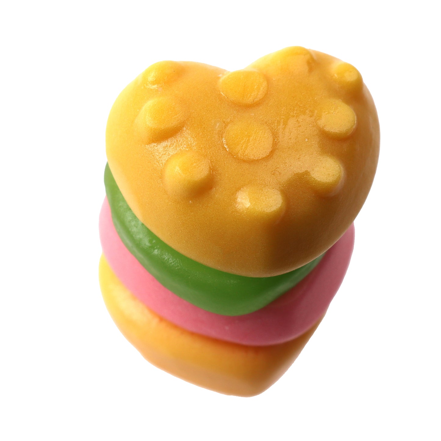 individual unqrapped heart shaped gummy krabby patties