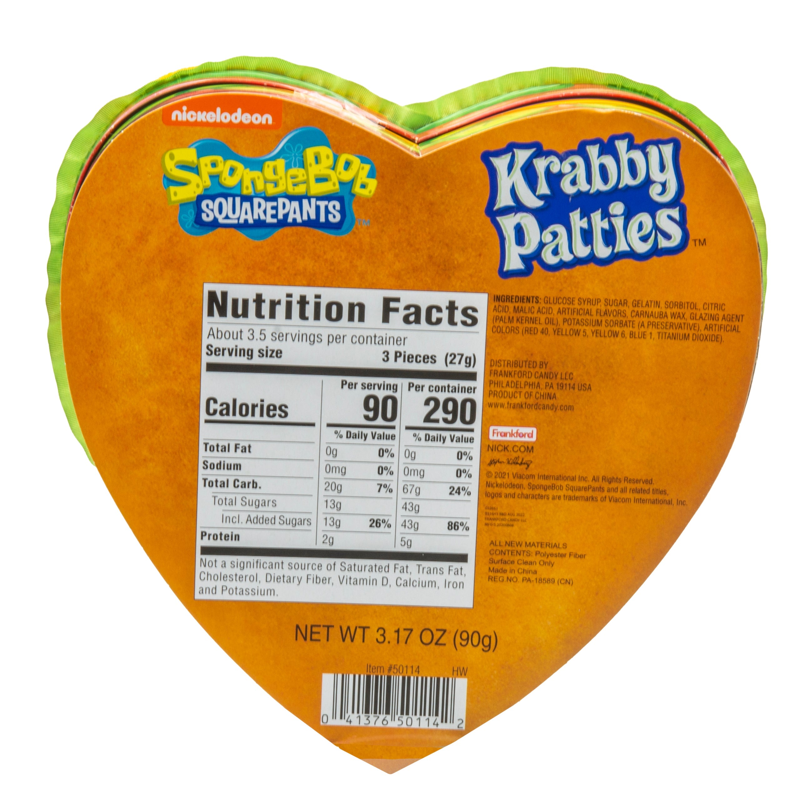 Spongebob Krabby Patties Plush Heart Shaped Box Frankford Candy